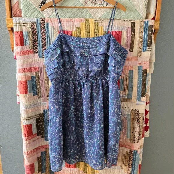 Lauren Conrad Blue Floral Mini Dress Women's 16 - Picture 2 of 5